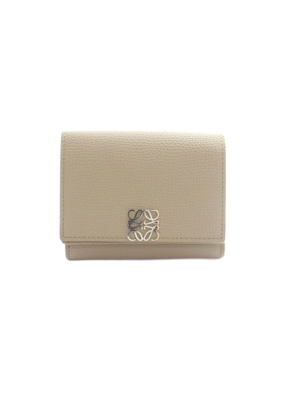 Loewe Anagram Wallet Trifold Coin Purse Calfskin Beige
